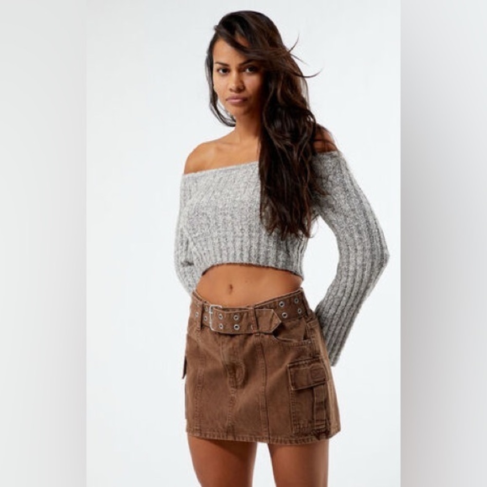 PacSun Y2K Brown Cargo Mini Skirt with Belt